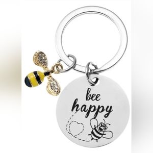 Bee be Happy KEY chain ring fob with bee charm